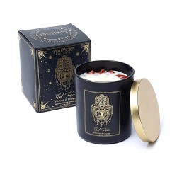 Bougie d'intention Good Fortune - Patchouli - Orange - en verre avec pierres lithothérapie