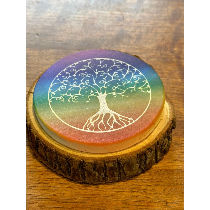 Sous Verre - Arbre de vie en selenite - 9 cm - Multicolor