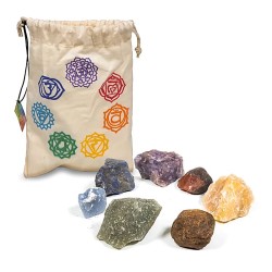 Pierres chakras set de 7 pierres dans un sac coton