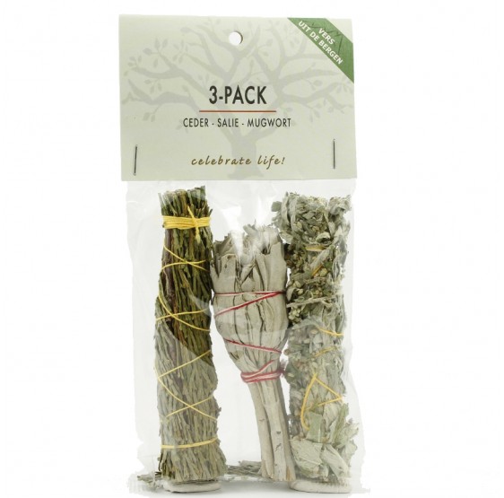 Set de Fumigation: Sauge blanche, Cèdre et Armoise (3-pack)