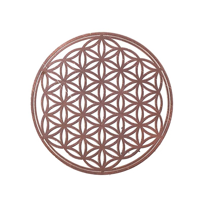 Autocollant OR ROSE - 3,5 cm Fleur de vie METAL (feuillet de 4 autocollants) Transparent