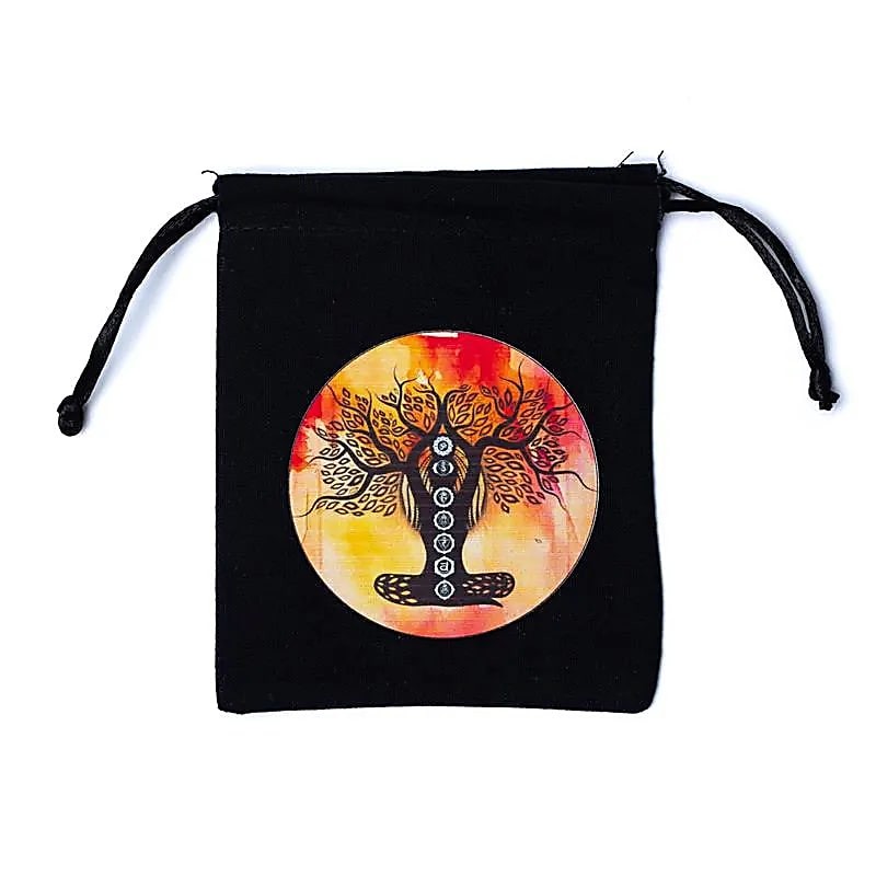 Pochette / bourse - Arbre de Vie - noire et coloré - velours