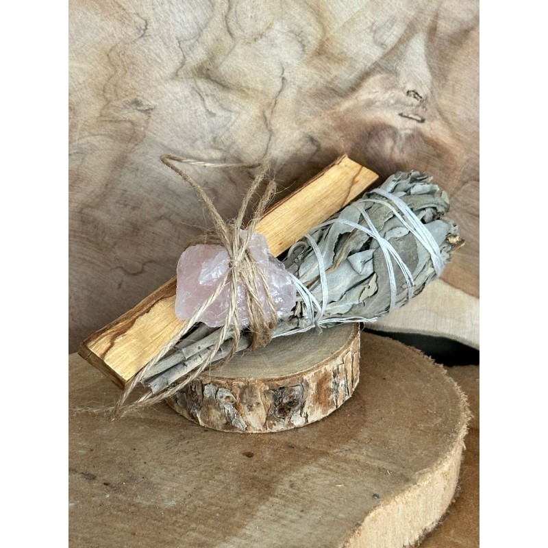 Set Amour_Tendresse_Purification - (Sauge blanche - Palo Santo - Quartz Rose)