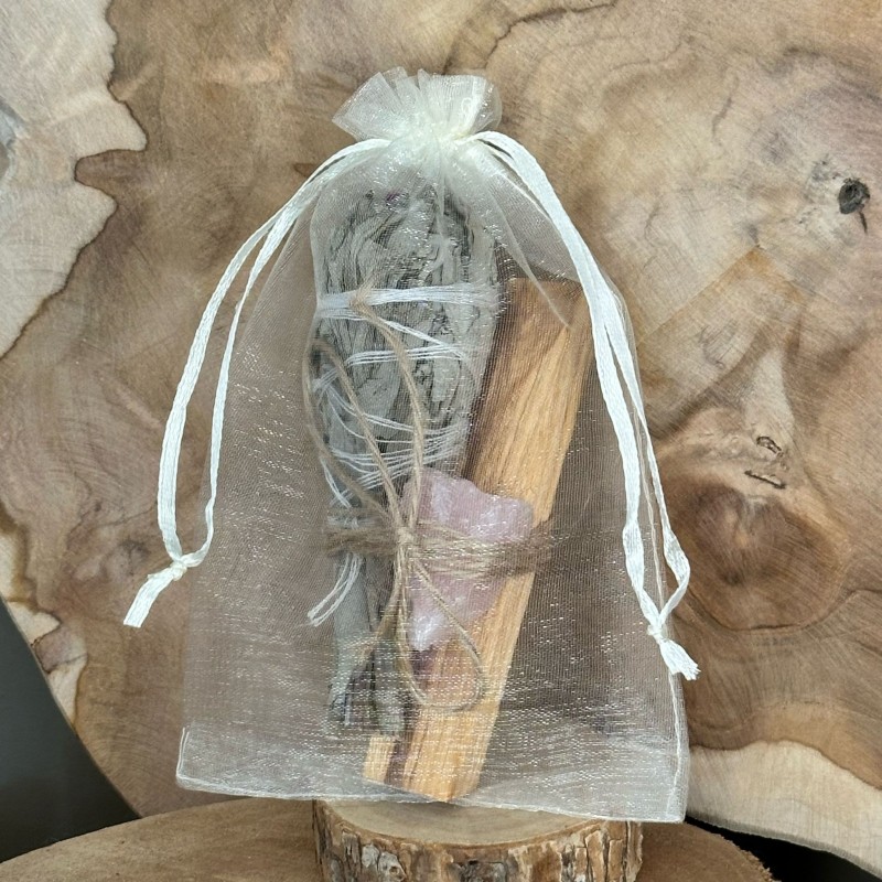 Set Amour_Tendresse_Purification - (Sauge blanche - Palo Santo - Quartz Rose)