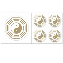 Autocollants BAGUA (8 trigrammes) -  Set de 5 autocollants OR