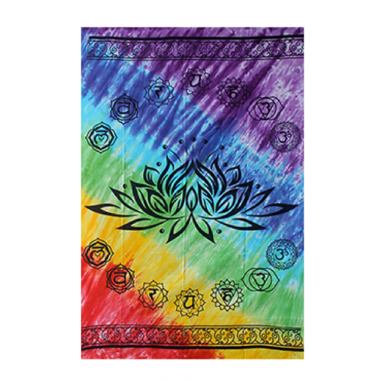 Tenture Batik Chakras - Lotus - couvre lit