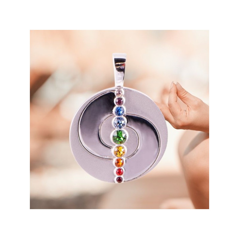 Pendentif Balance Chakra avec Swarovski - rond plein