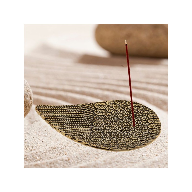 Porte encens Ailes d'ange - Métal doré/antique - Large