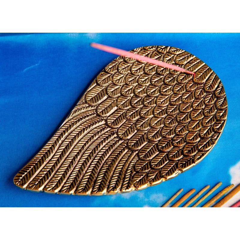 Porte encens Ailes d'ange - Métal doré/antique - Large