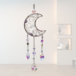 Mobile - Attrape-soleil croissant de lune avec améthyste