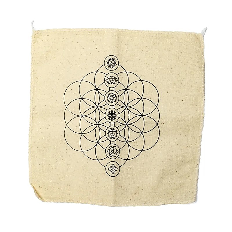 Grille de cristal kit - avec pierres Chakras  - (tissus imprimé + pierres)