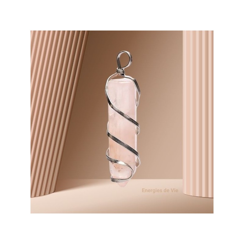 Pendentif Pointe Quartz Rose – Amour & Harmonie au Quotidien