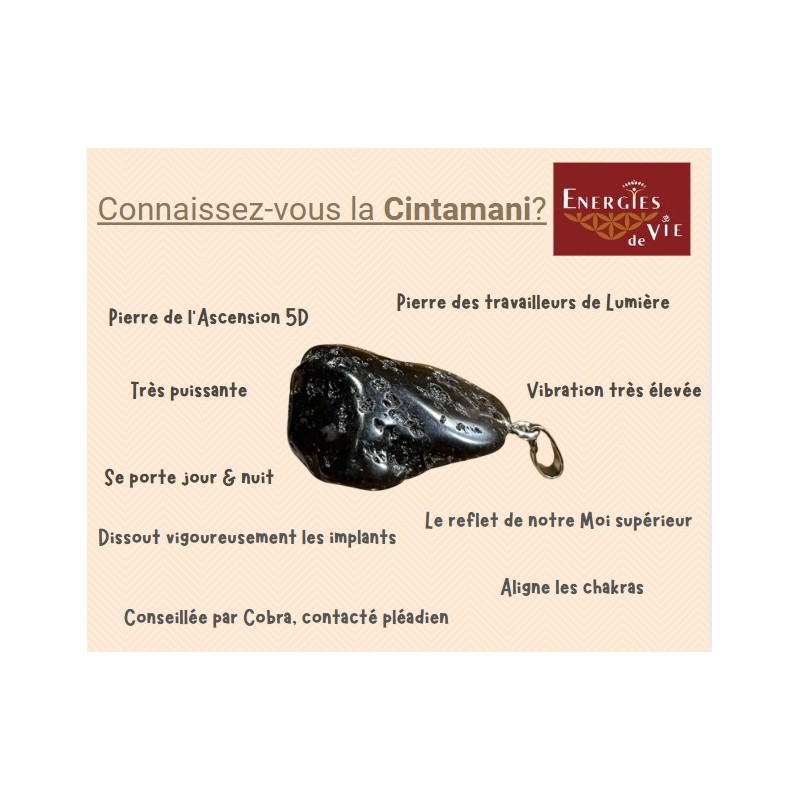 Cintamani Pendentif (Rare) poli avec corde en cuir