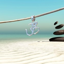 Pendentif OHM AUM OM - argent 925 - avec topaze bleue - rond 3