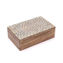 Boîte à enthousiasmes – Fleur de Vie – Rangement bijoux & objets - bois blanc