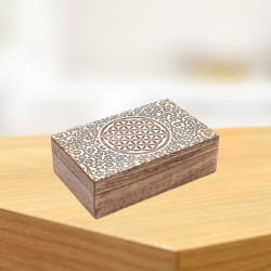 Boîte à enthousiasmes – Fleur de Vie – Rangement bijoux & objets - bois blanc