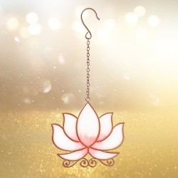 Mobile fenêtre Lotus rose suspension – Décoration zen 25 cm