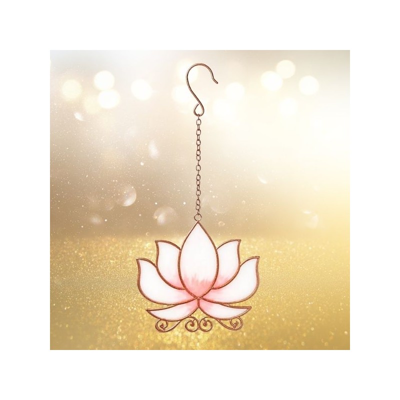 Mobile fenêtre Lotus rose suspension – Décoration zen 25 cm
