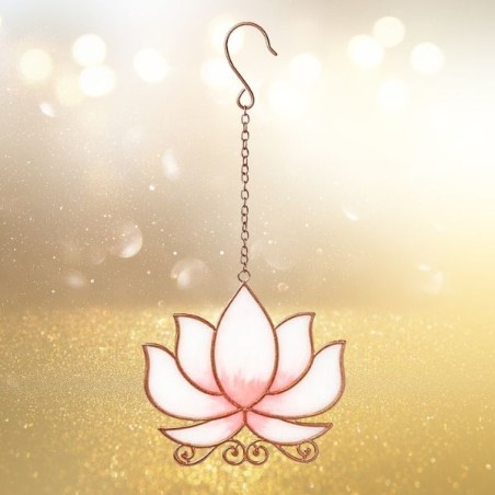 Mobile fenêtre Lotus rose suspension – Décoration zen 25 cm
