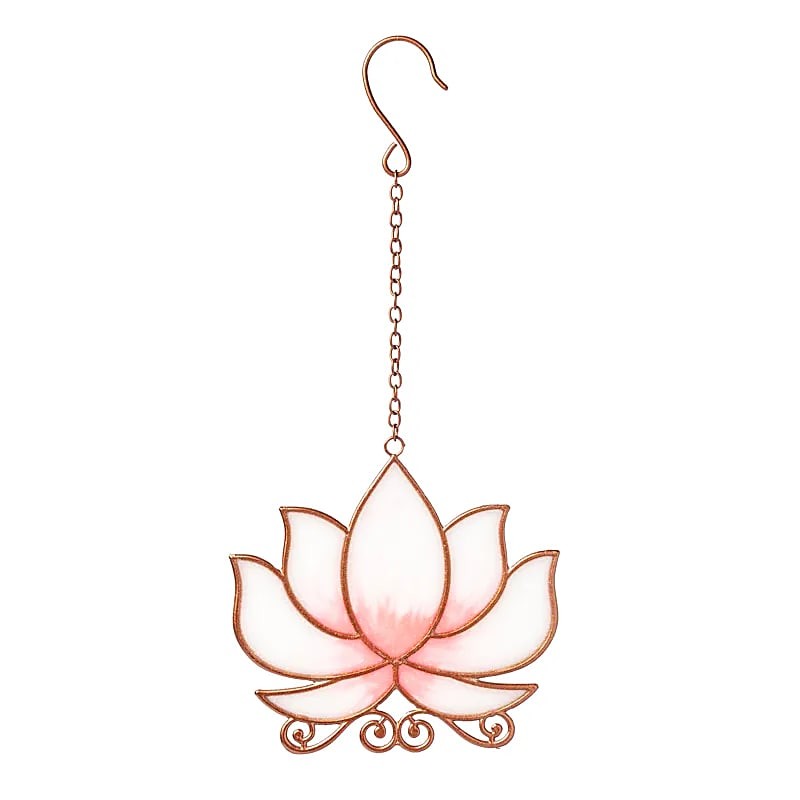 Mobile fenêtre Lotus rose suspension – Décoration zen 25 cm