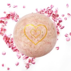 Sphère Orgonite Quartz rose avec cœur – Énergie d’amour 5,5 cm