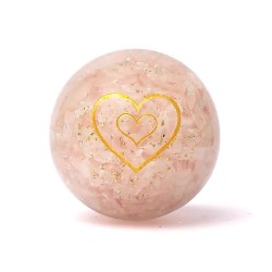 Sphère Orgonite Quartz rose avec cœur – Énergie d’amour 5,5 cm