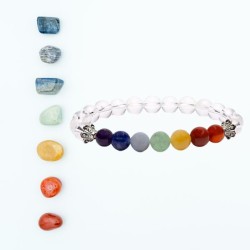 Bracelet 7 Chakra en cristal de roche – Perles 8 mm - litho - Elastique