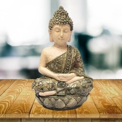 Bouddha Méditation Mosaïque Verte Statue 25,5 cm – Ambiance Zen