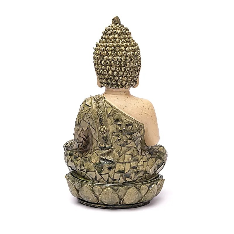 Bouddha Méditation Mosaïque Verte Statue 25,5 cm – Ambiance Zen
