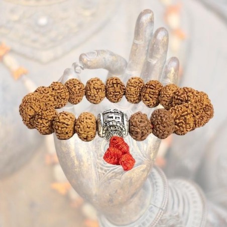 Bracelet Rudraksha - Les Larmes de Shiva - Om Mani Padme Hum - 21 perles - 1.2 cm