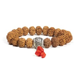 Bracelet Rudraksha - Les Larmes de Shiva - Om Mani Padme Hum - 21 perles - 1.2 cm