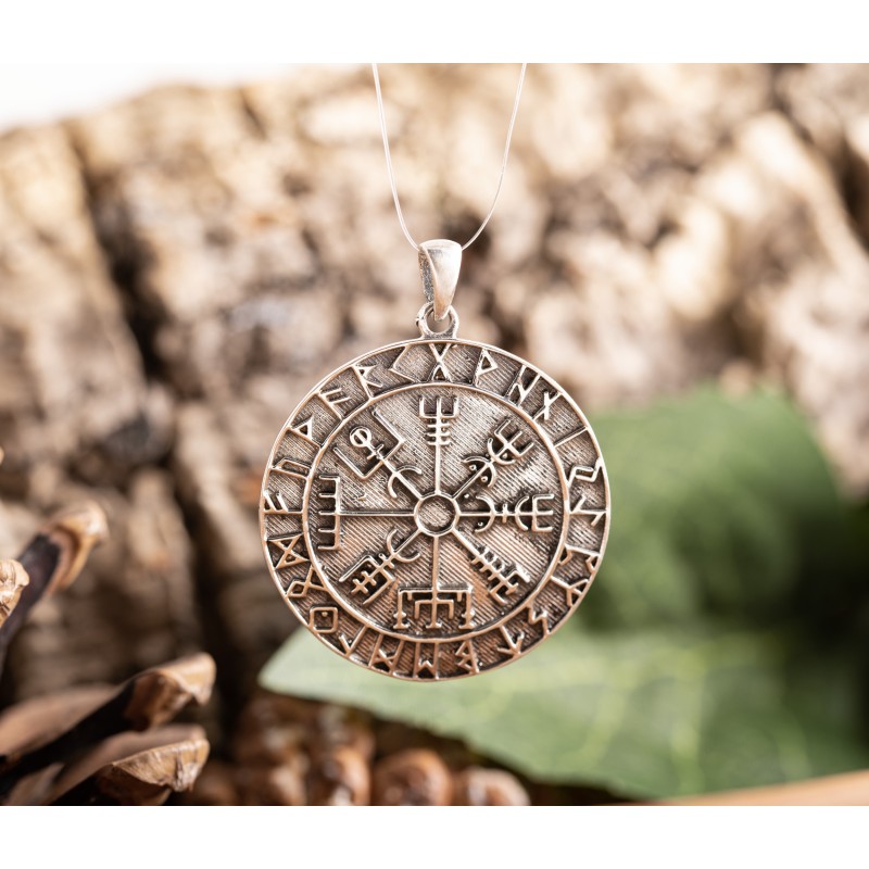 Amulette Vegvisir Boussole nordique protectrice - argent 925