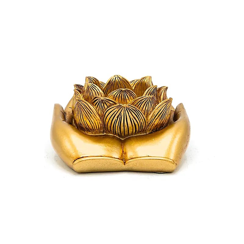 Bougeoir Lotus Mains Doré – Un symbole lumineux