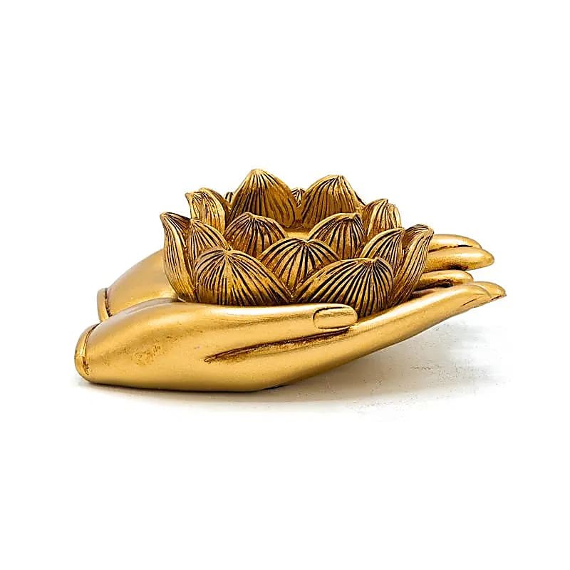 Bougeoir Lotus Mains Doré – Un symbole lumineux