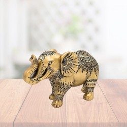 Statue éléphant décoratif doré – 22 × 9,8 × 12,7 cm