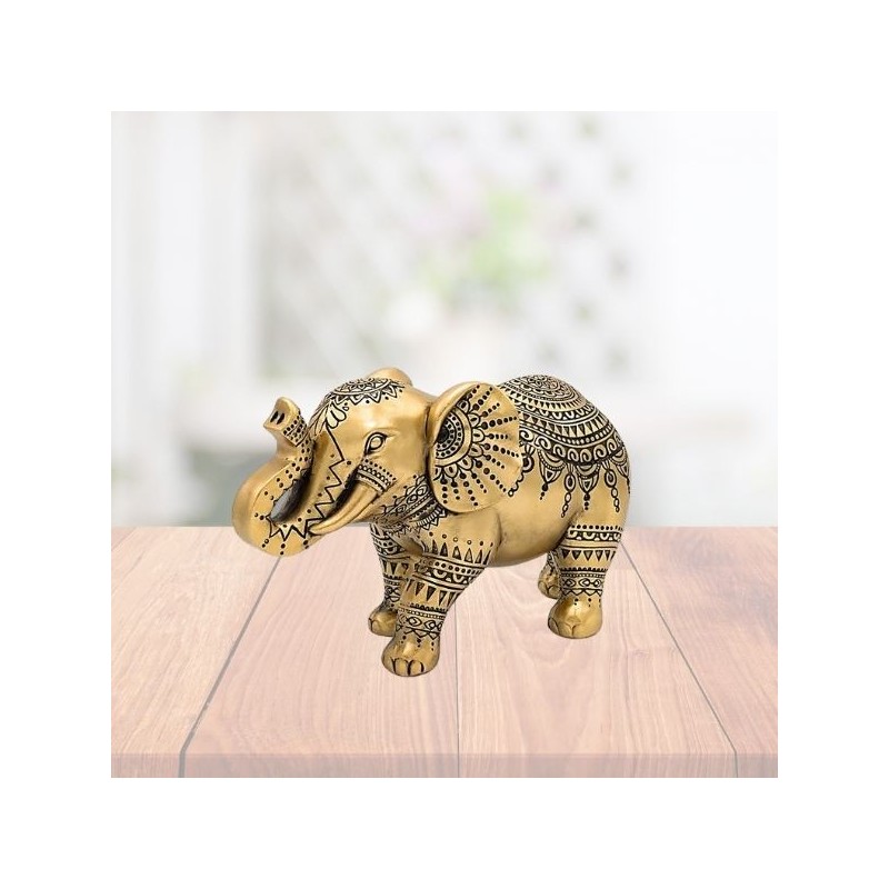 Statue éléphant décoratif doré – 22 × 9,8 × 12,7 cm