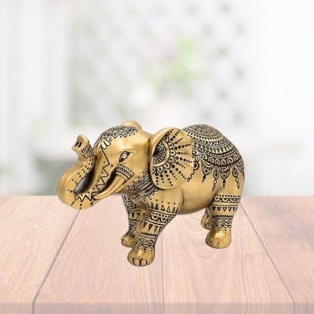 Statue éléphant décoratif doré – 22 × 9,8 × 12,7 cm