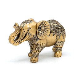 Statue éléphant décoratif doré – 22 × 9,8 × 12,7 cm