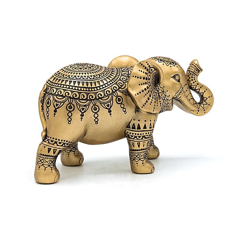 Statue éléphant décoratif doré – 22 × 9,8 × 12,7 cm