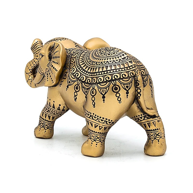Statue éléphant décoratif doré – 22 × 9,8 × 12,7 cm