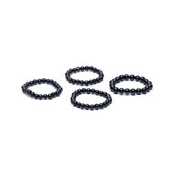 Bague tourmaline noire élastique  perles 3 mm