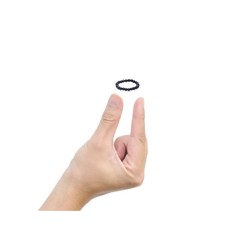 Bague tourmaline noire élastique  perles 3 mm