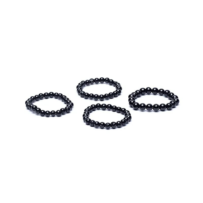 Bague tourmaline noire élastique  perles 3 mm