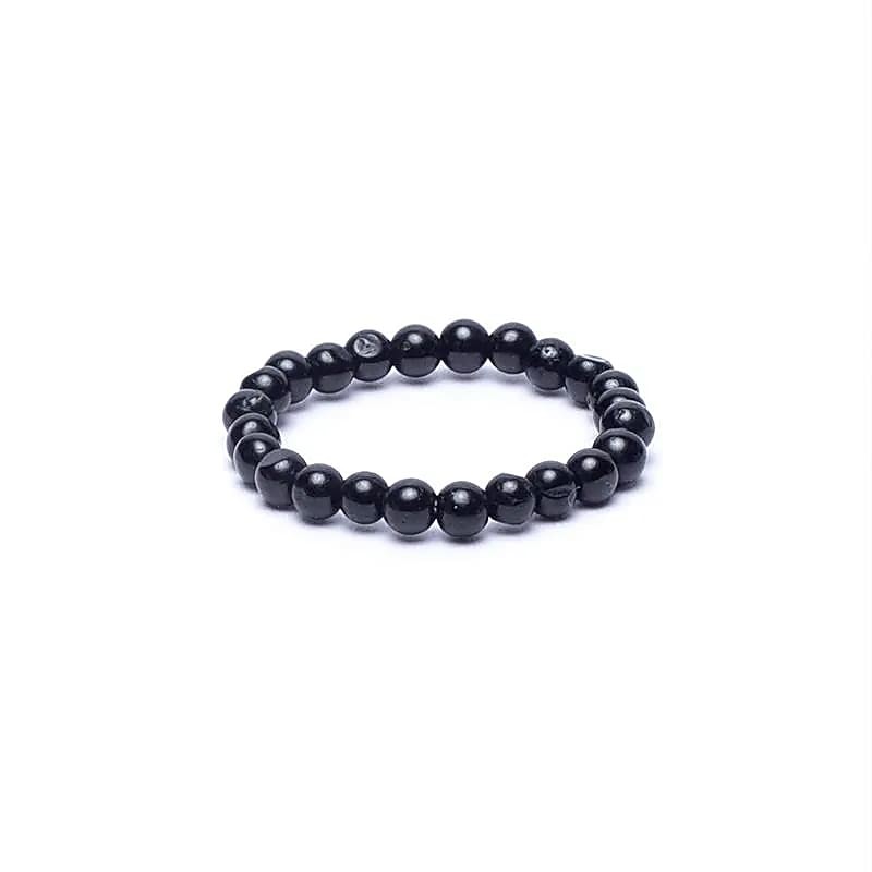 Bague tourmaline noire élastique  perles 3 mm