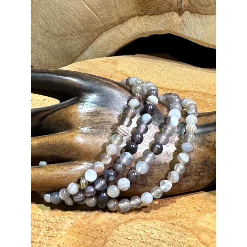 Bracelet en agate 4 mm – énergie et équilibre - élastique