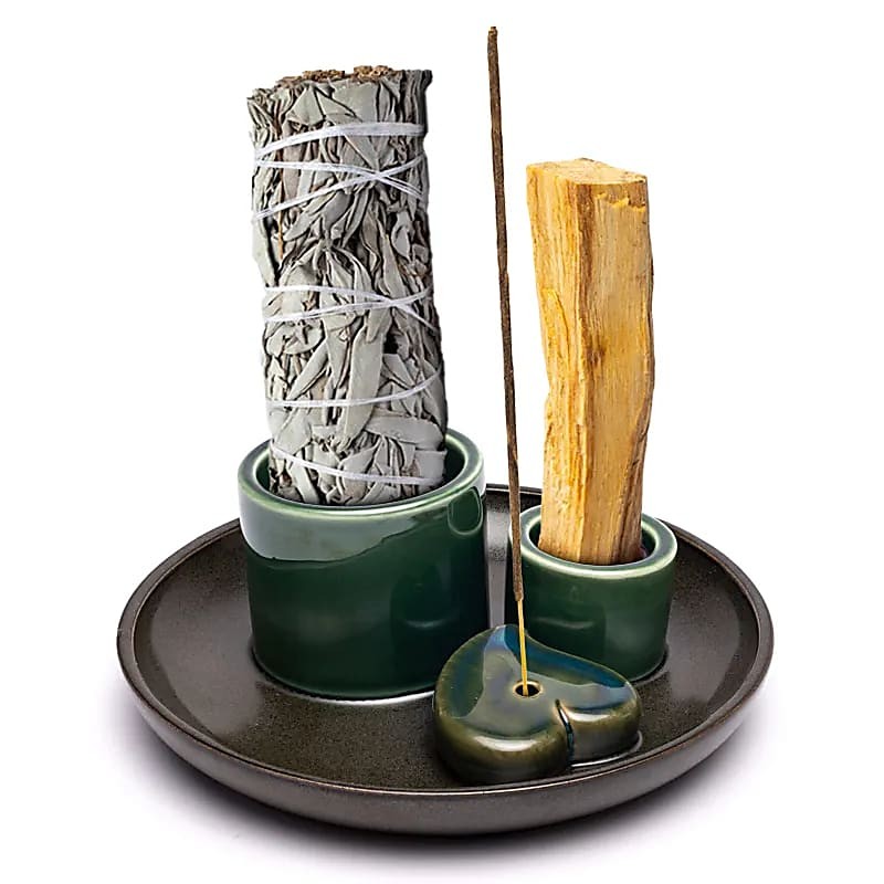 Brûleur céramique Palo Santo, Sauge blanche & encens marron