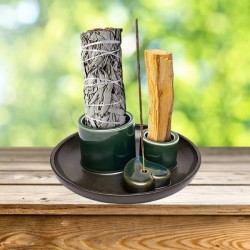 Brûleur céramique Palo Santo, Sauge blanche & encens marron