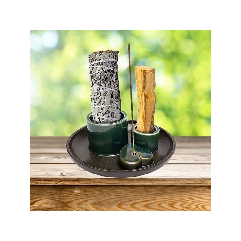 Brûleur céramique Palo Santo, Sauge blanche & encens marron