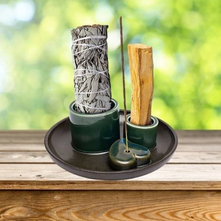 Brûleur céramique Palo Santo, Sauge blanche & encens marron