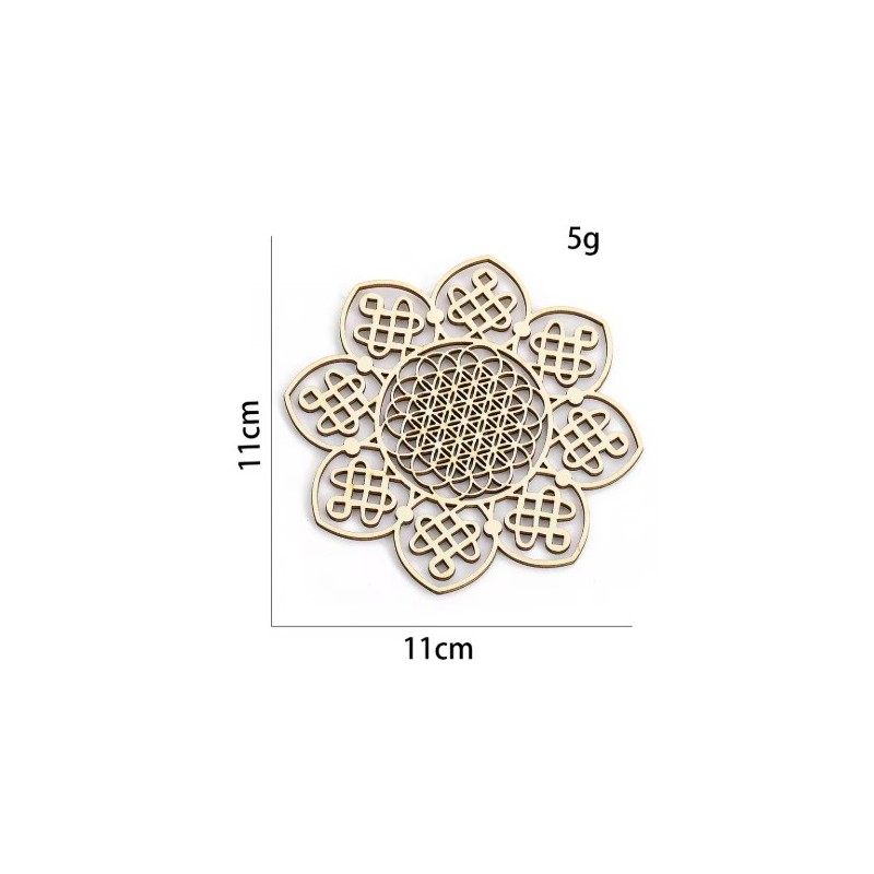 Fleur de Vie Infini (lot de 2) sous verre - bois - 11 cm